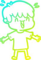 cold gradient line drawing cartoon laughing boy vector