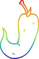 rainbow gradient line drawing cartoon chilli pepper vector