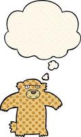 cartoon bear and thought bubble in comic book style vector
