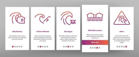 Tsunami Wave Onboarding Icons Set Vector