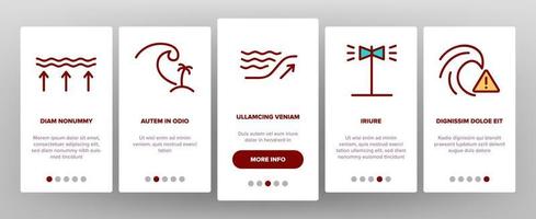 Tsunami Wave Onboarding Icons Set Vector