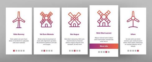 Windmill Building Onboarding Icons Set Vector