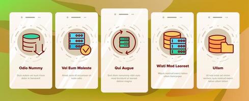 Sql Database Onboarding Icons Set Vector