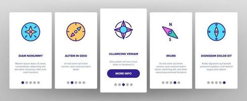 Compass Navigation Onboarding Icons Set Vector