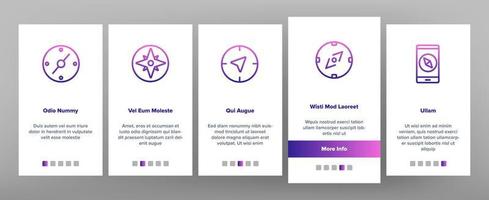 Compass Navigation Onboarding Icons Set Vector