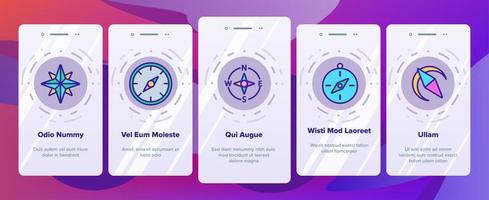 Compass Navigation Onboarding Icons Set Vector