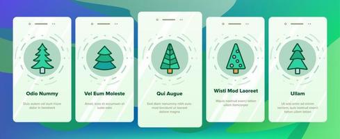 Evergreen Pine Tree Onboarding Icons Set Vector