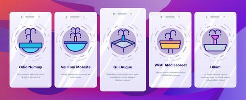 Drinking Fountain Onboarding Icons Set Vector