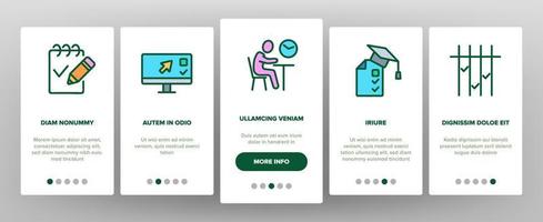 Exam Test Onboarding Icons Set Vector