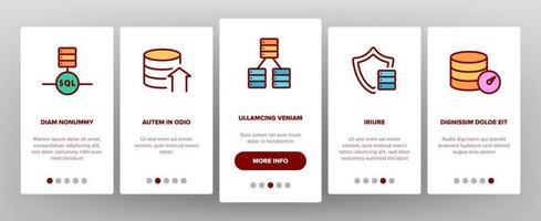 Sql Database Onboarding Icons Set Vector