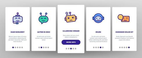 Chatbot Robot Onboarding Icons Set Vector