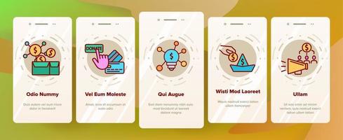 Crowdfunding, Collective Investment Vector Onboarding Mobile App Page Screen