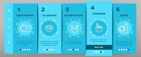 Coconut Food Onboarding Icons Set Vector