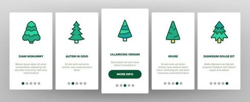 Evergreen Pine Tree Onboarding Icons Set Vector