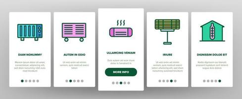 Home Heater Onboarding Icons Set Vector