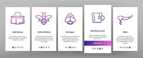 Bee And Honey Onboarding Icons Set Vector