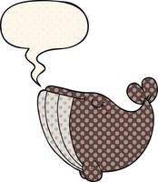 cartoon whale and speech bubble in comic book style vector