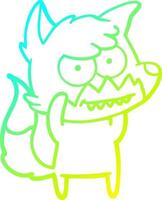 cold gradient line drawing cartoon grinning fox vector