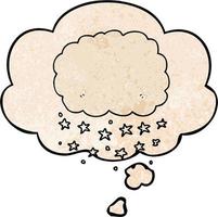 cartoon rain cloud and thought bubble in grunge texture pattern style vector