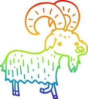 rainbow gradient line drawing cartoon goat vector