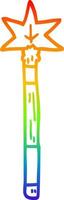 rainbow gradient line drawing cartoon magic wand vector