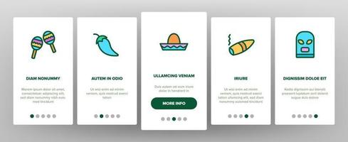 Mexican Onboarding Icons Set Vector