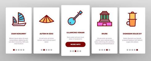 Vietnam Onboarding Icons Set Vector