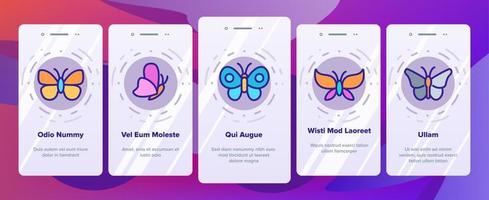 Butterfly Onboarding Icons Set Vector