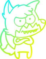 cold gradient line drawing cartoon grinning fox vector