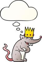 cartoon rat king laughing and thought bubble in smooth gradient style vector