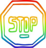 rainbow gradient line drawing cartoon stop sign vector