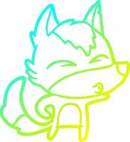 cold gradient line drawing cartoon wolf whistling vector