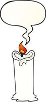 cartoon candle and speech bubble in smooth gradient style vector