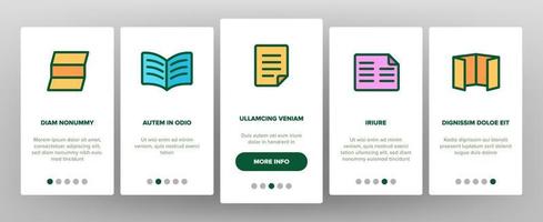 Leaflet Paper Onboarding Icons Set Vector