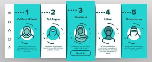 Hijab Onboarding Icons Set Vector