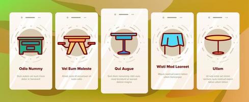 Table Desk Onboarding Icons Set Vector