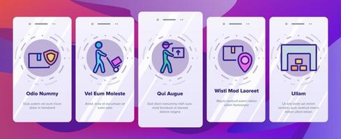 Courier Post Onboarding Icons Set Vector