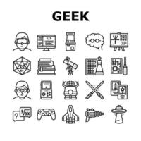 conjunto de iconos de colección geek, nerd y gamer vector