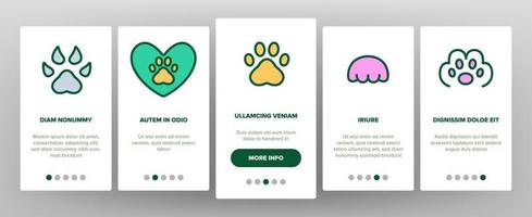 Paw Animal Onboarding Icons Set Vector