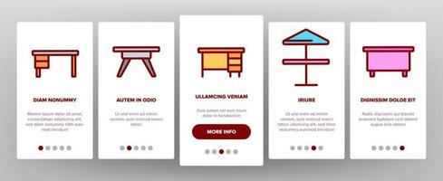 Table Desk Onboarding Icons Set Vector