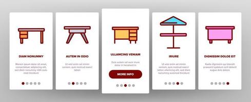 Table Desk Onboarding Icons Set Vector