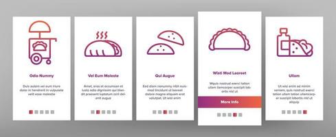 Taco Burrito Onboarding Icons Set Vector