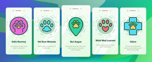 Paw Animal Onboarding Icons Set Vector