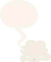 cute cartoon cloud and speech bubble in retro style vector