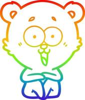 rainbow gradient line drawing laughing teddy  bear cartoon vector