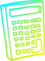 cold gradient line drawing cartoon calculator vector