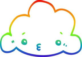 nube de dibujos animados de dibujo de línea de gradiente de arco iris vector