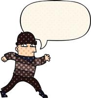 cartoon thief and speech bubble in comic book style vector