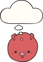 cartoon pig and thought bubble vector