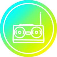 radio cassette player circular in cold gradient spectrum vector